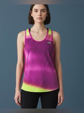 THE NORTH FACE Pink & Neon Yellow Racerback Performance Tank